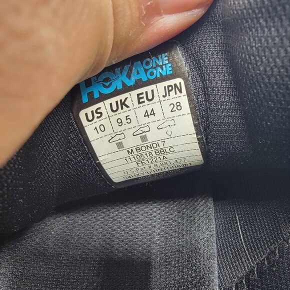 Hoka One One Bondi 7 Mens 10 Triple Black Running Shoes Athletic Outdoors Casual - Picture 6 of 13